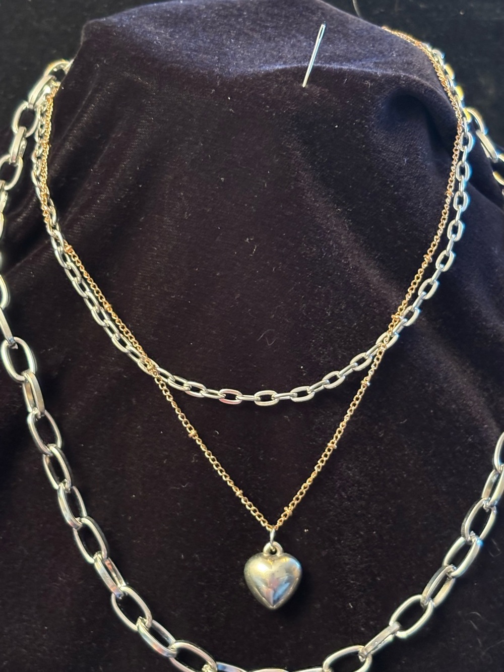 paparazzi Two-Tone Layered Heart Necklace - Silver & Gold